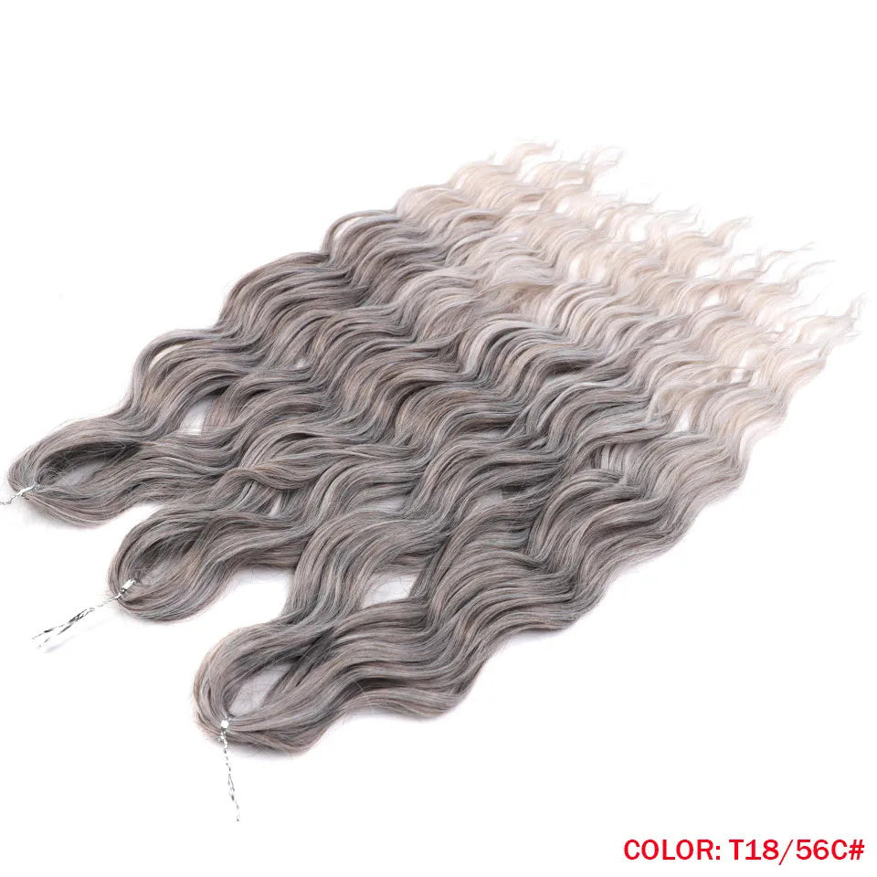 Noble Hair Synthetic Loose Deep Wave Braiding Hair Extensions Ombre Blonde Twist Crochet Curly Water Wave Braid