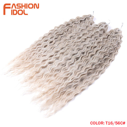 Ariel Hair Water Wave Crochet Braids, Synthetic Twist Curly Hair Ombre Blonde Brown Deep Wave Braiding Hair Extensions