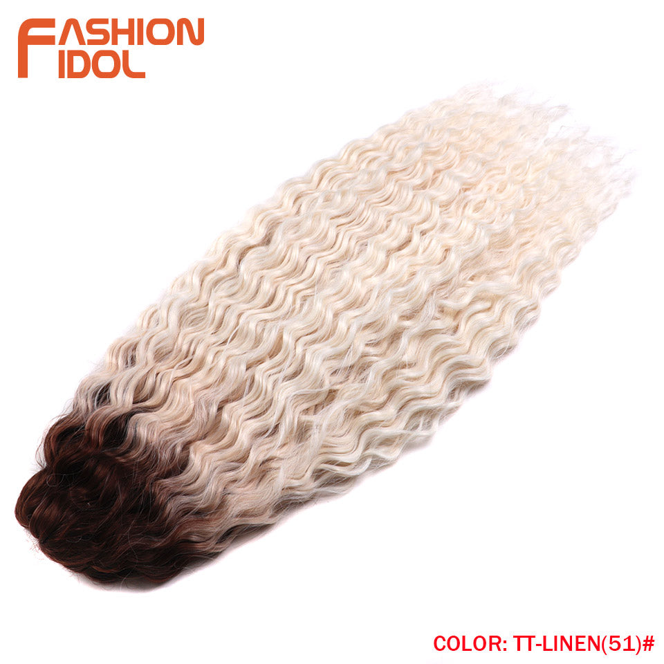 Ariel Hair Water Wave Crochet Braids, Synthetic Twist Curly Hair Ombre Blonde Brown Deep Wave Braiding Hair Extensions