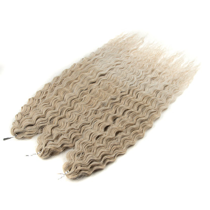 Ariel Hair Water Wave Crochet Braids, Synthetic Twist Curly Hair Ombre Blonde Brown Deep Wave Braiding Hair Extensions