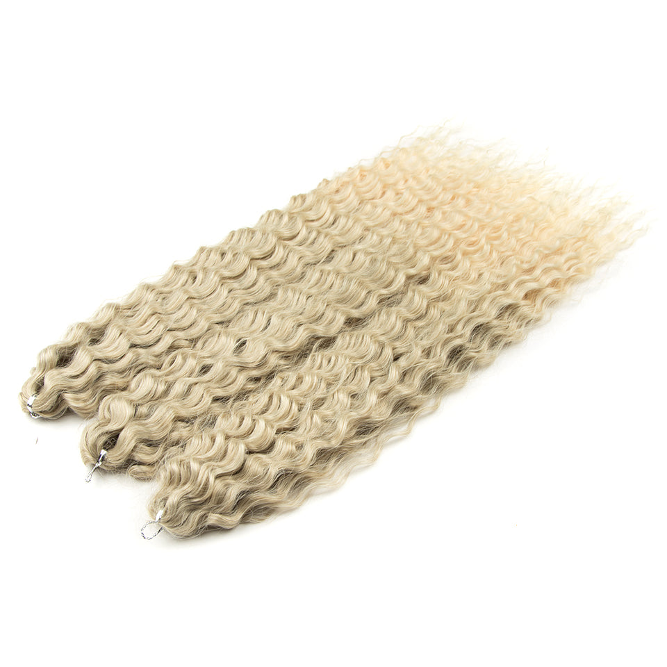 Ariel Hair Water Wave Crochet Braids, Synthetic Twist Curly Hair Ombre Blonde Brown Deep Wave Braiding Hair Extensions