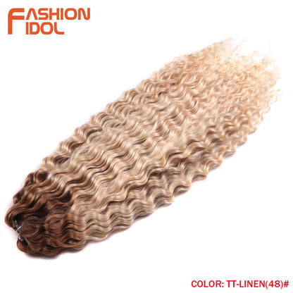 Ariel Hair Water Wave Crochet Braids, Synthetic Twist Curly Hair Ombre Blonde Brown Deep Wave Braiding Hair Extensions