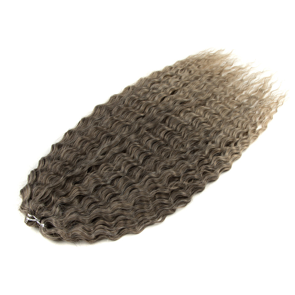 Ariel Hair Water Wave Crochet Braids, Synthetic Twist Curly Hair Ombre Blonde Brown Deep Wave Braiding Hair Extensions