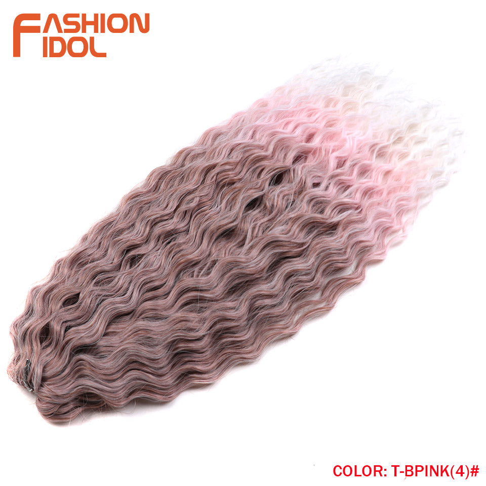 Ariel Hair Water Wave Crochet Braids, Synthetic Twist Curly Hair Ombre Blonde Brown Deep Wave Braiding Hair Extensions