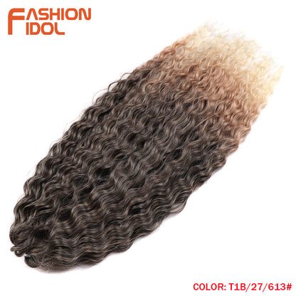 Ariel Hair Water Wave Crochet Braids, Synthetic Twist Curly Hair Ombre Blonde Brown Deep Wave Braiding Hair Extensions