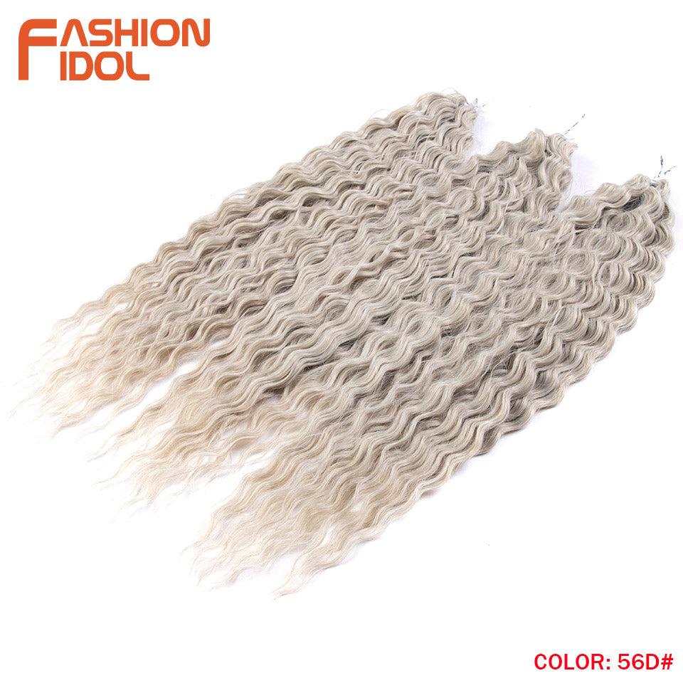 Ariel Hair Water Wave Crochet Braids, Synthetic Twist Curly Hair Ombre Blonde Brown Deep Wave Braiding Hair Extensions