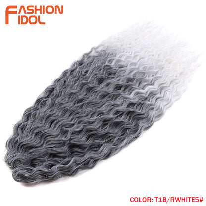 Ariel Hair Water Wave Crochet Braids, Synthetic Twist Curly Hair Ombre Blonde Brown Deep Wave Braiding Hair Extensions