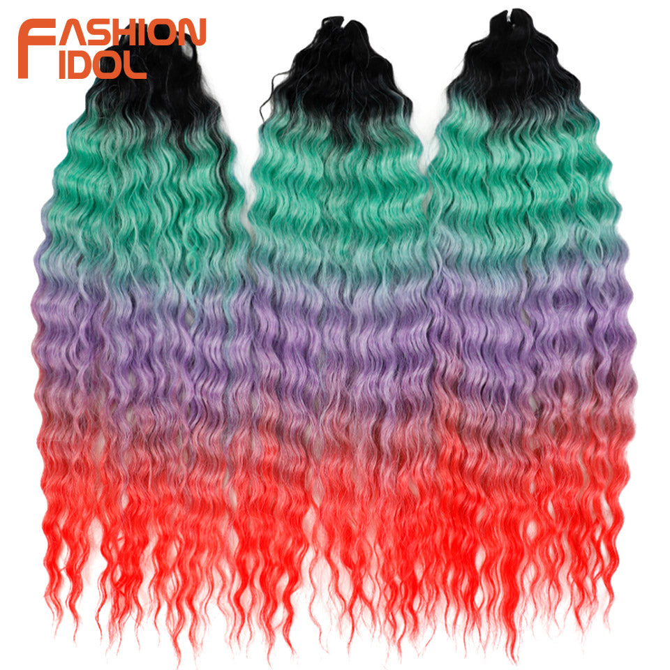 Ariel Hair Water Wave Crochet Braids, Synthetic Twist Curly Hair Ombre Blonde Brown Deep Wave Braiding Hair Extensions