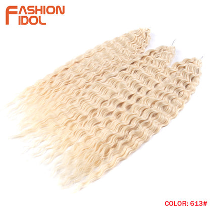 Ariel Hair Water Wave Crochet Braids, Synthetic Twist Curly Hair Ombre Blonde Brown Deep Wave Braiding Hair Extensions