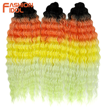 Ariel Hair Water Wave Crochet Braids, Synthetic Twist Curly Hair Ombre Blonde Brown Deep Wave Braiding Hair Extensions