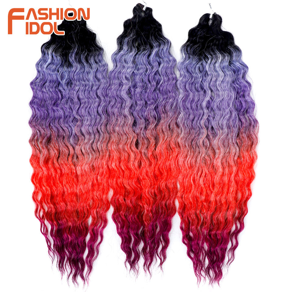 Ariel Hair Water Wave Crochet Braids, Synthetic Twist Curly Hair Ombre Blonde Brown Deep Wave Braiding Hair Extensions