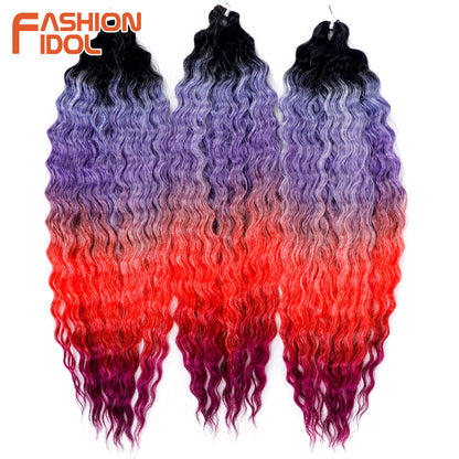Ariel Hair Water Wave Crochet Braids, Synthetic Twist Curly Hair Ombre Blonde Brown Deep Wave Braiding Hair Extensions
