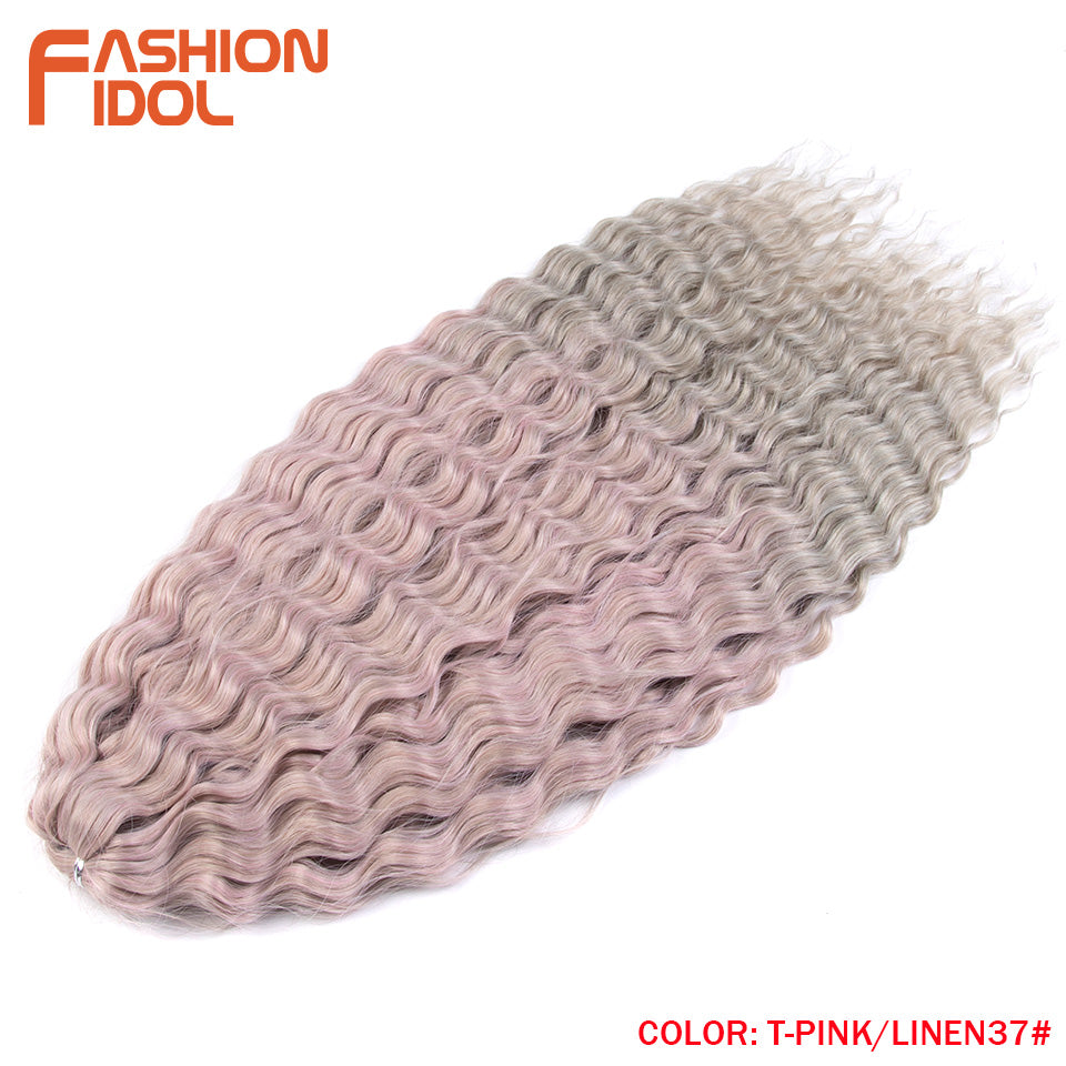 Ariel Hair Water Wave Crochet Braids, Synthetic Twist Curly Hair Ombre Blonde Brown Deep Wave Braiding Hair Extensions
