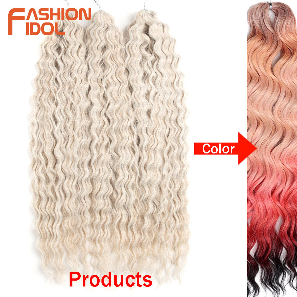 Ariel Hair Water Wave Crochet Braids, Synthetic Twist Curly Hair Ombre Blonde Brown Deep Wave Braiding Hair Extensions