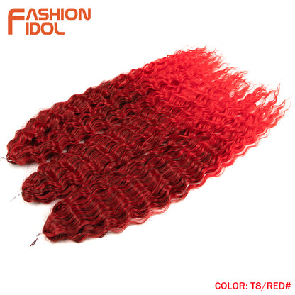 Ariel Hair Water Wave Crochet Braids, Synthetic Twist Curly Hair Ombre Blonde Brown Deep Wave Braiding Hair Extensions