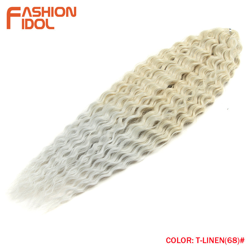 Ariel Hair Water Wave Crochet Braids, Synthetic Twist Curly Hair Ombre Blonde Brown Deep Wave Braiding Hair Extensions