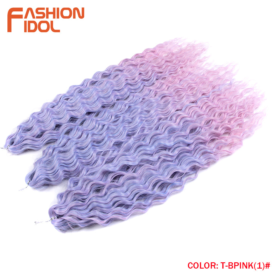 Ariel Hair Water Wave Crochet Braids, Synthetic Twist Curly Hair Ombre Blonde Brown Deep Wave Braiding Hair Extensions
