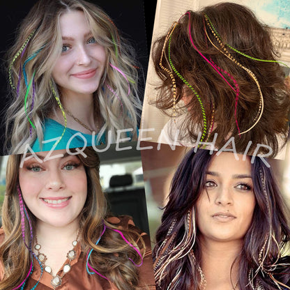 Feather Hair Extension Tip Rainbow Synthetic Hairpiece Fake Feather Hair For Women Kids Styling Or  2