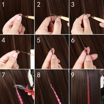 Feather Hair Extension Tip Rainbow Synthetic Hairpiece Fake Feather Hair For Women Kids Styling Or  3