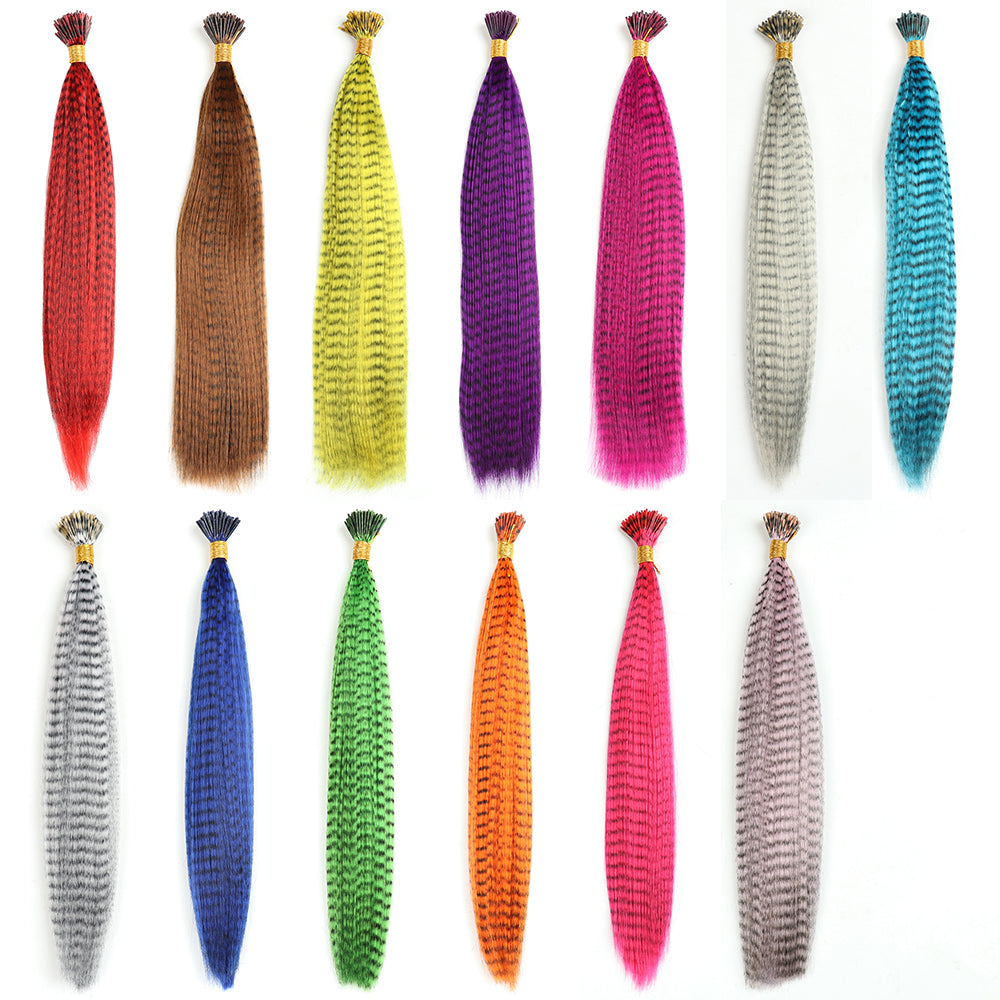 Feather Hair Extension Tip Rainbow Synthetic Hairpiece Fake Feather Hair For Women Kids Styling Or  4