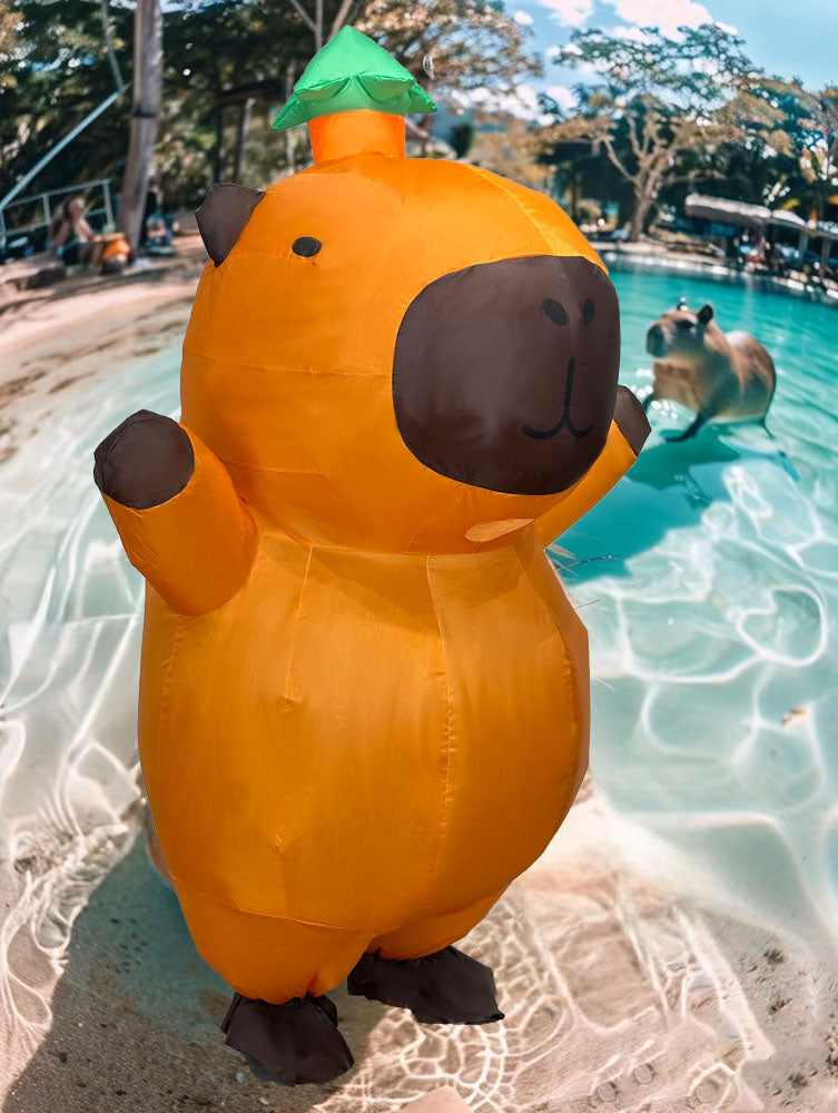 Inflatable Capybara Mascot Costume Cartoon Animal Fancy Dress, Halloween Carnival Cosplay Inflated Garment for Funny