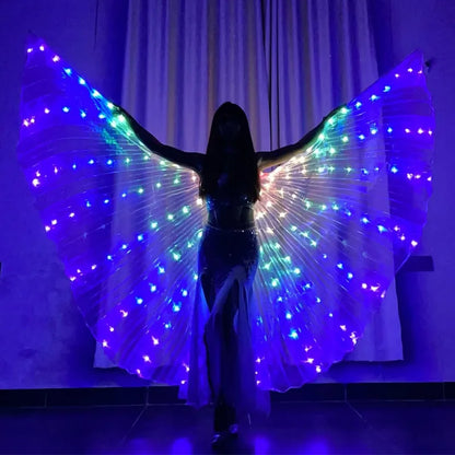 LED Wings Belly Dance Wings Isis Halloween Wing Prop, Shining LED Lamp Wings & Sticks, Costume Accessories for Adults