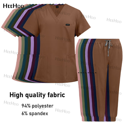 Medical Scrubs Jogger Set for Women & Men, Doctor Nurse Uniform Shirt & Pants, Hospital Workwear, Operating Room