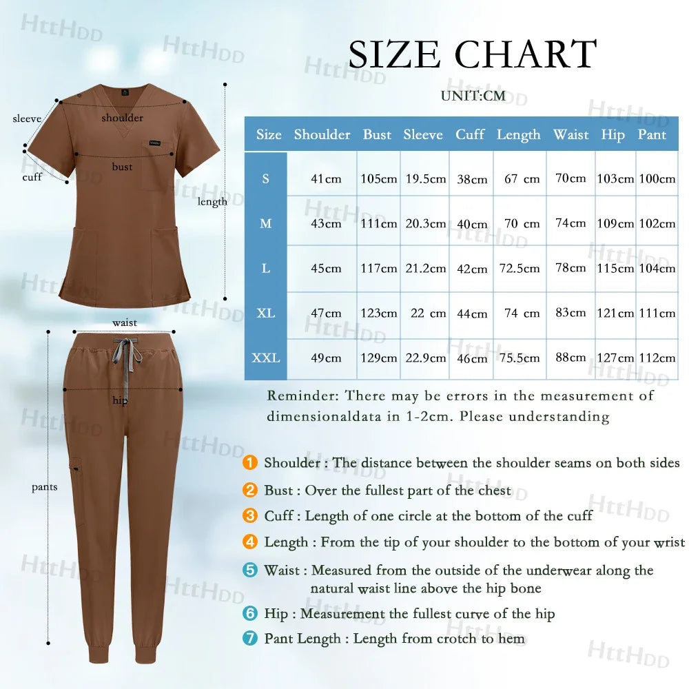 Medical Scrubs Jogger Set for Women & Men, Doctor Nurse Uniform Shirt & Pants, Hospital Workwear, Operating Room