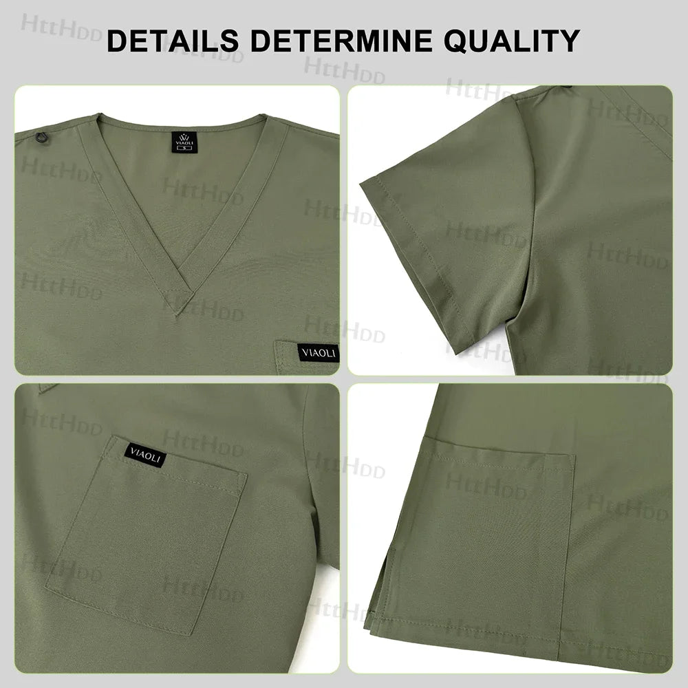 Medical Scrubs Jogger Set for Women & Men, Doctor Nurse Uniform Shirt & Pants, Hospital Workwear, Operating Room