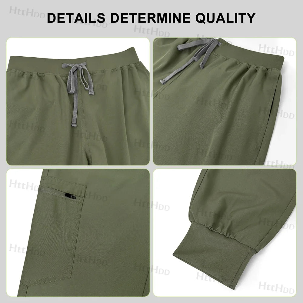 Medical Scrubs Jogger Set for Women & Men, Doctor Nurse Uniform Shirt & Pants, Hospital Workwear, Operating Room