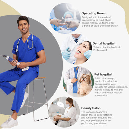 Unisex Nurse Scrubs Set Men Women Medical Uniforms Top Pants Doctor Dentist Lab Workwear Clinical Beauty Clothing