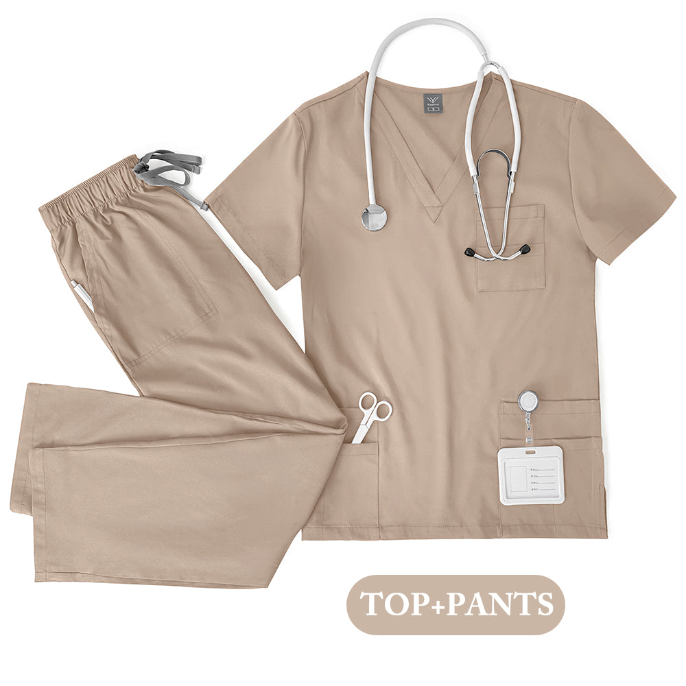 Unisex Nurse Scrubs Set Men Women Medical Uniforms Top Pants Doctor Dentist Lab Workwear Clinical Beauty Clothing