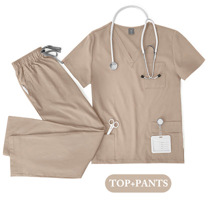 Unisex Nurse Scrubs Set Men Women Medical Uniforms Top Pants Doctor Dentist Lab Workwear Clinical Beauty Clothing