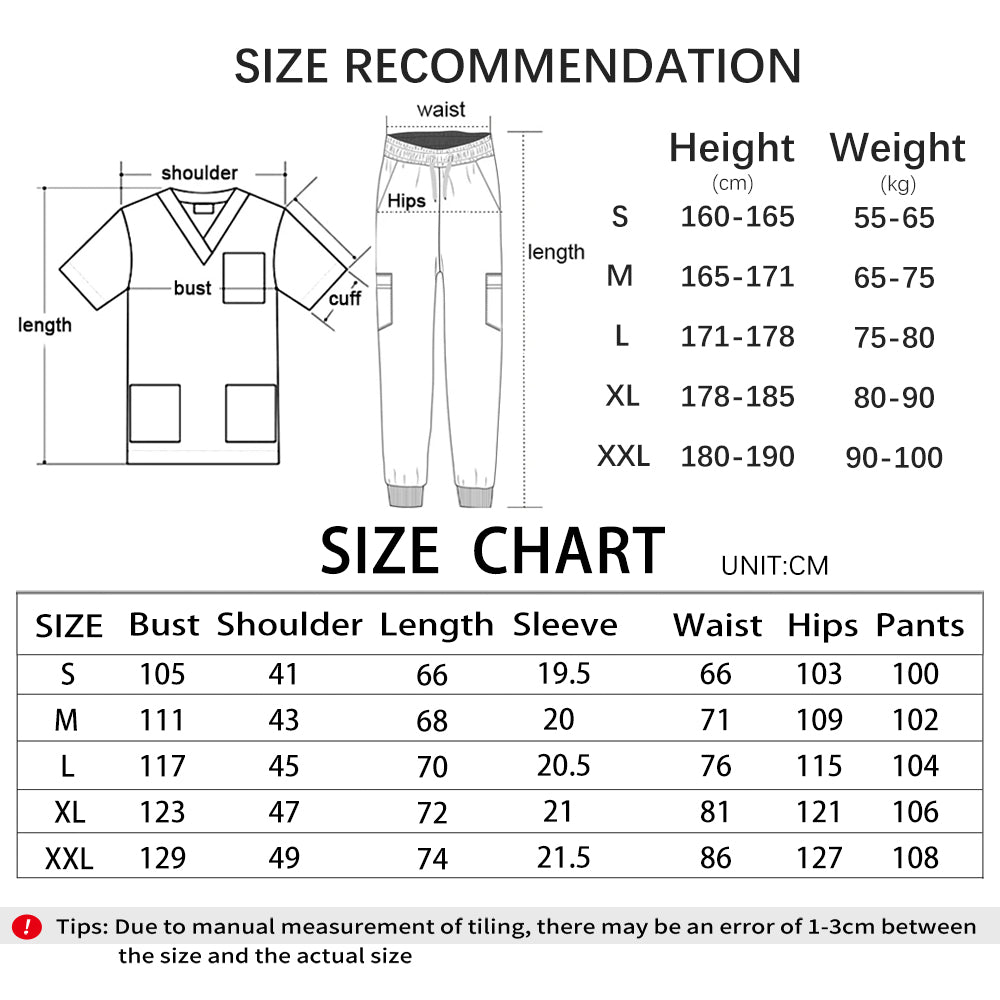 Unisex Lightweight Medical Scrub Set, Anti-Wrinkle Breathable Jogger Nursing Uniform for Men & Women Surgical Clinical