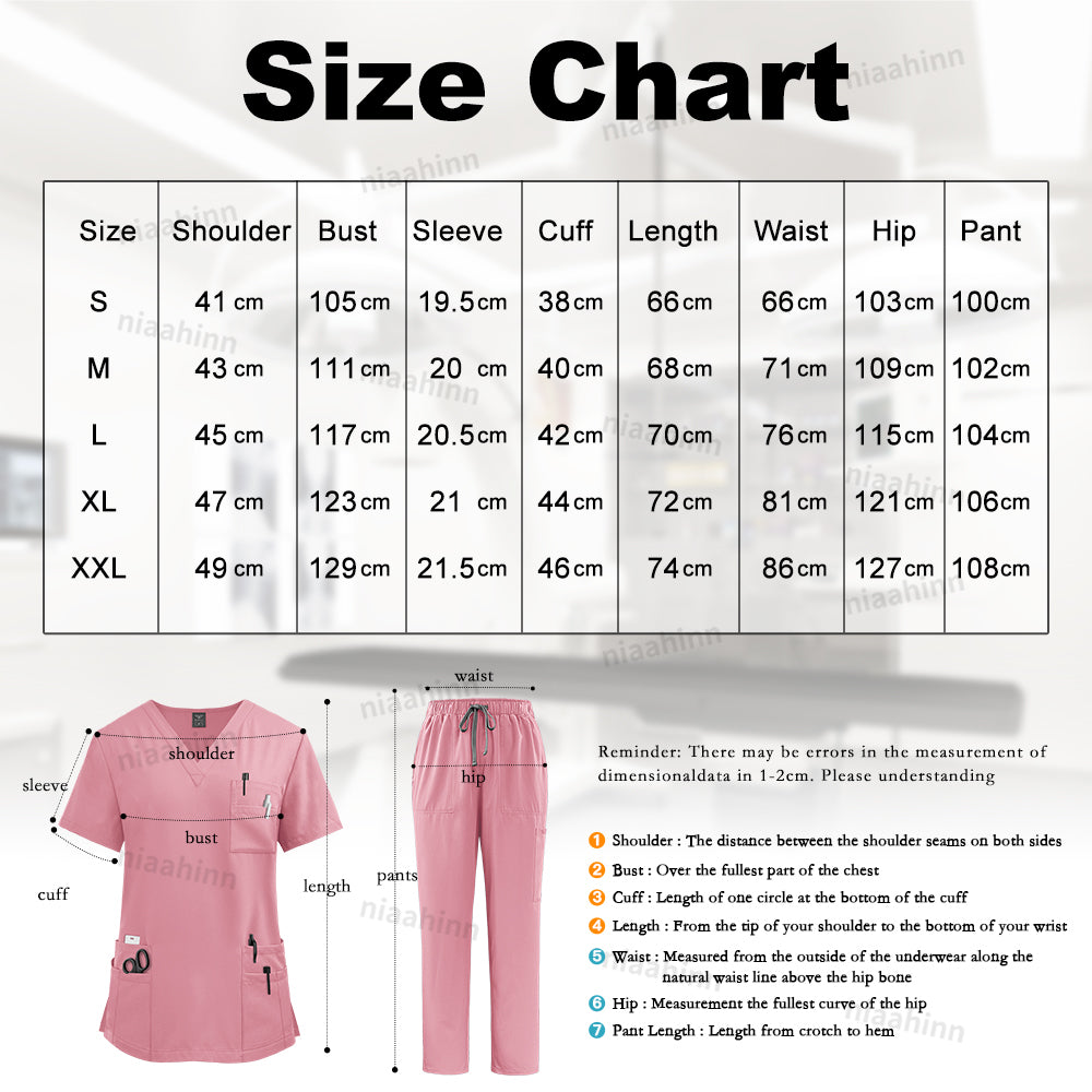 Unisex High Quality Nurse Uniform Set, Medical Clothing for Women with Lab Coat, Tops, and Pants, Nursing Scrubs Suit