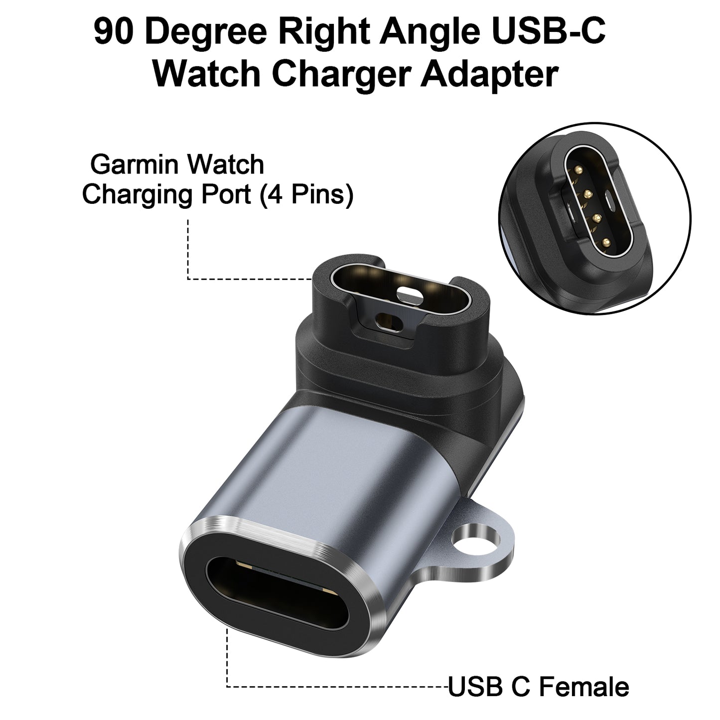 USB-C Type C Charging Adapter for Garmin Forerunner, Fenix Plus Instinct 2 Venu 2 Vivoactive Converter Cable Charger