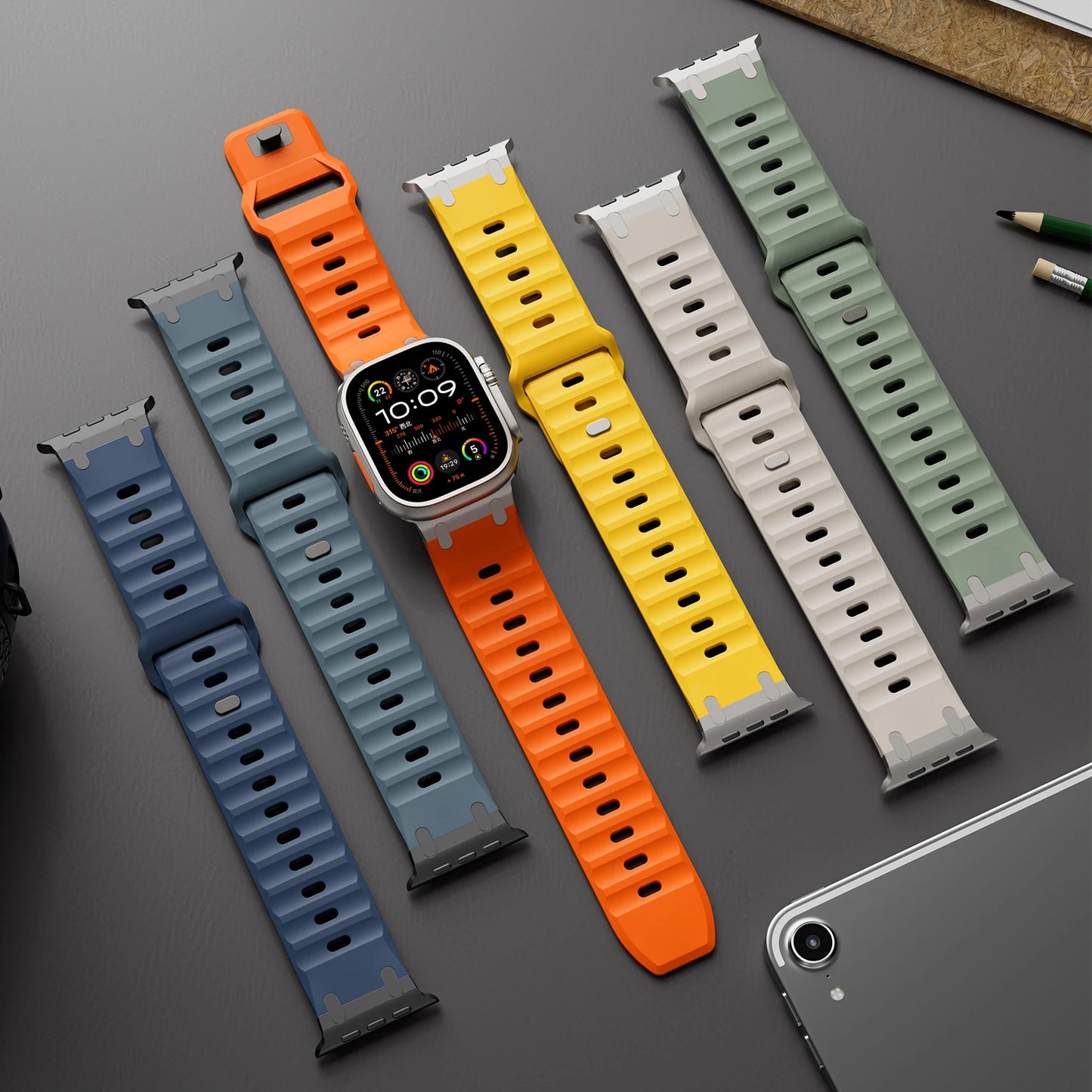 Sport Silicone Strap & Stainless Steel Bracelet for Apple Watch Ultra, Series