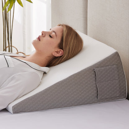 Ultimate Memory Foam Wedge Pillow, Enhanced Sleep Support for Surgery Recovery, Ideal Leg Elevation & Acid Reflux Relief
