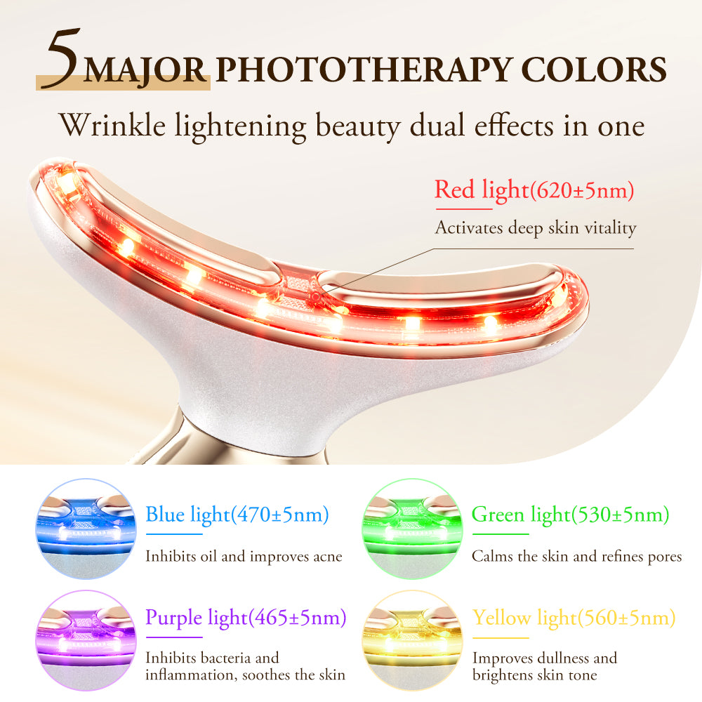 Dual Polar Neck Beauty Device Anti Aging Remove Double Chin EMS Facial Lifting 5color Photon Warm F 5