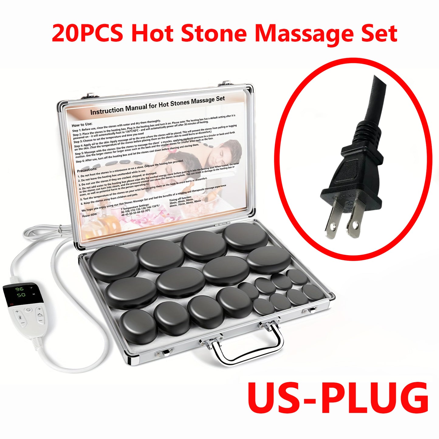 Hot Stone Massage Set With Temperature Adjustment Professional Spa Tool Neck And Body Relaxation 7