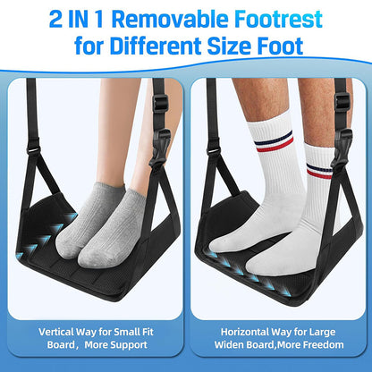 Airplane Foot Hammock with Removable Pad & Memory Foam, Travel Foot Rest