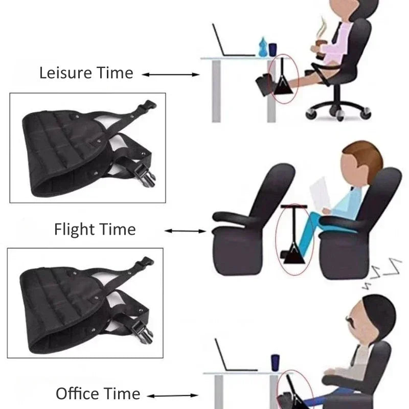 Airplane Footrest Travel Hammock, Portable Foot Hanger & Leg Support for Flights, Office, Train & Car, Comfort for Men