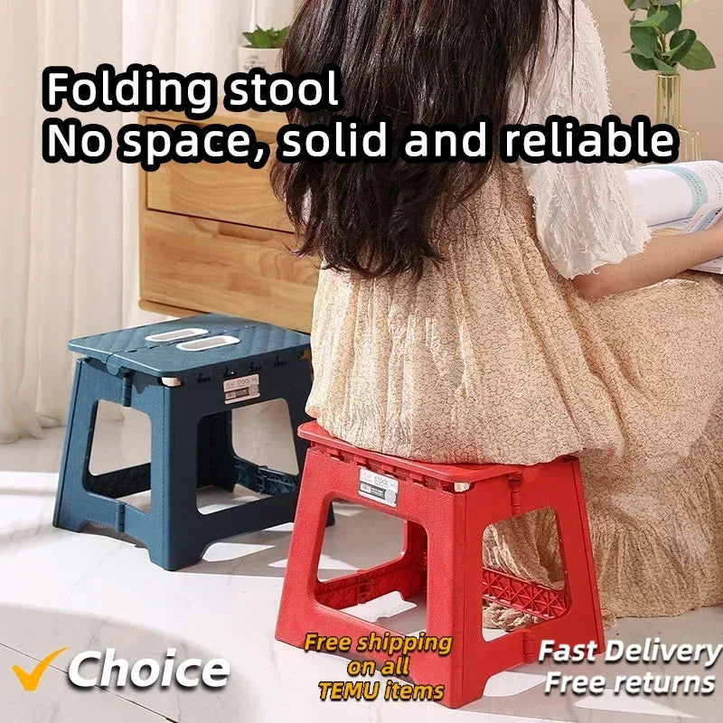 Adult & Children Folding Plastic Saddle Stool, Thickened Portable Camping and Fishing Chair