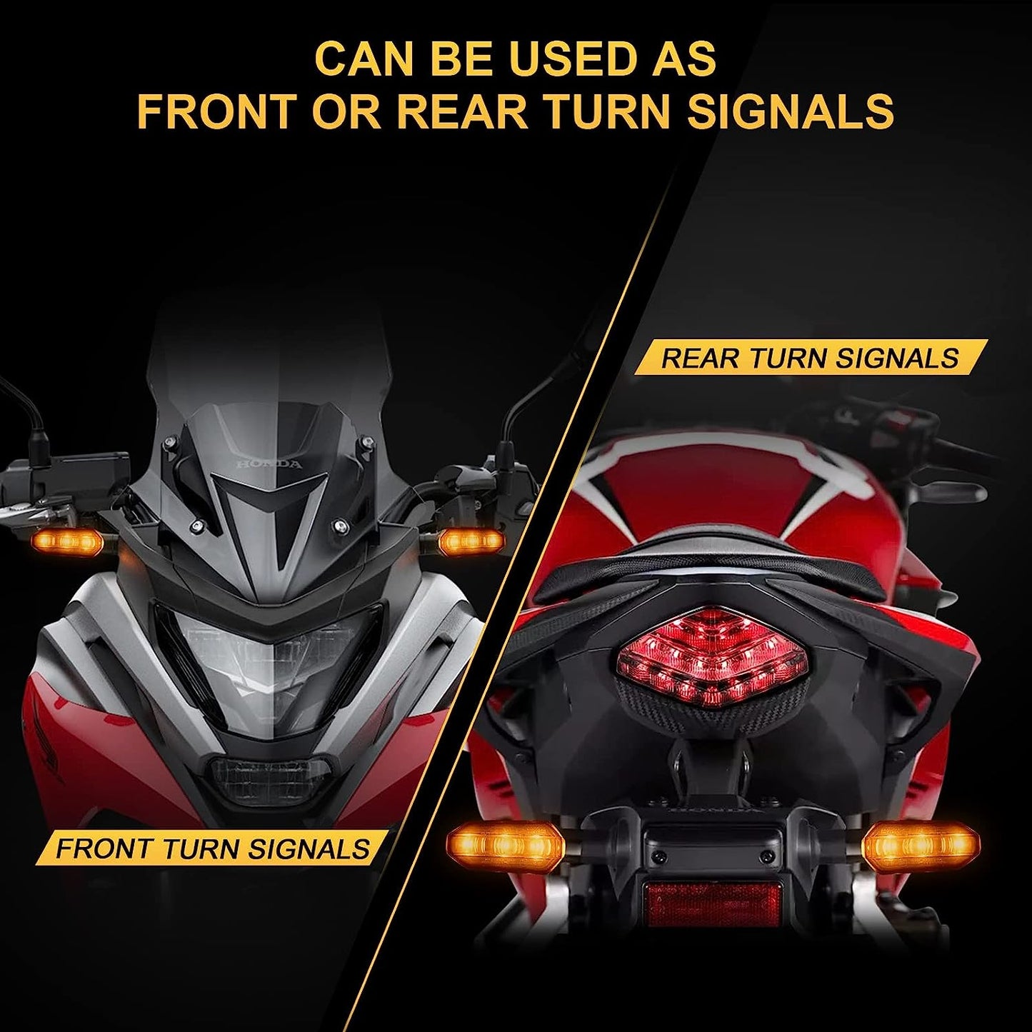 Mini Amber LED Motorcycle Turn Signal Lights Blinker Flashing Indicator Lamps for Bike Scooter Motorbike Accessories
