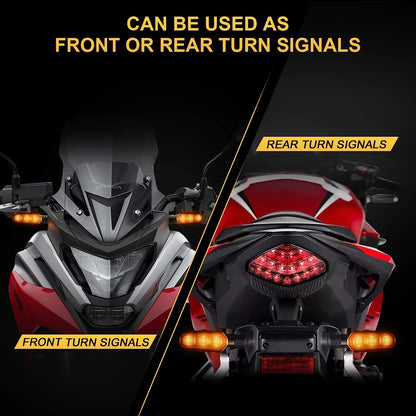 Mini Amber LED Motorcycle Turn Signal Lights Blinker Flashing Indicator Lamps for Bike Scooter Motorbike Accessories