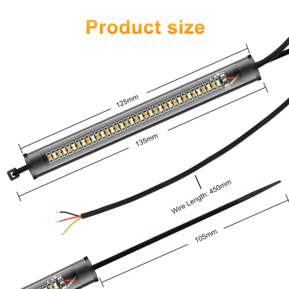LED Motorcycle Turn Signal Light  DRL Amber White Blinker Fork Ring Strip Flasher Indicator For Bik 1
