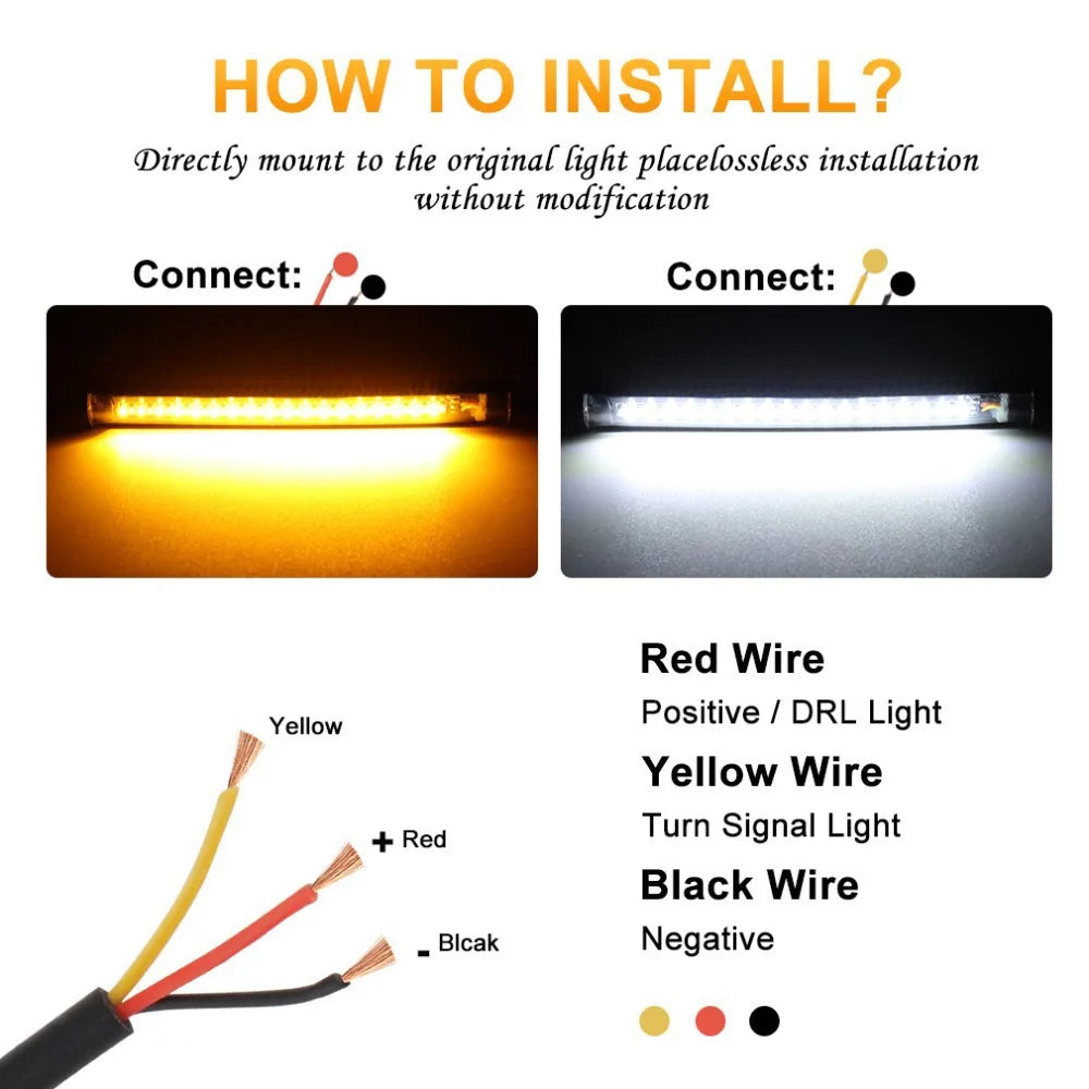 LED Motorcycle Turn Signal Light  DRL Amber White Blinker Fork Ring Strip Flasher Indicator For Bik 3