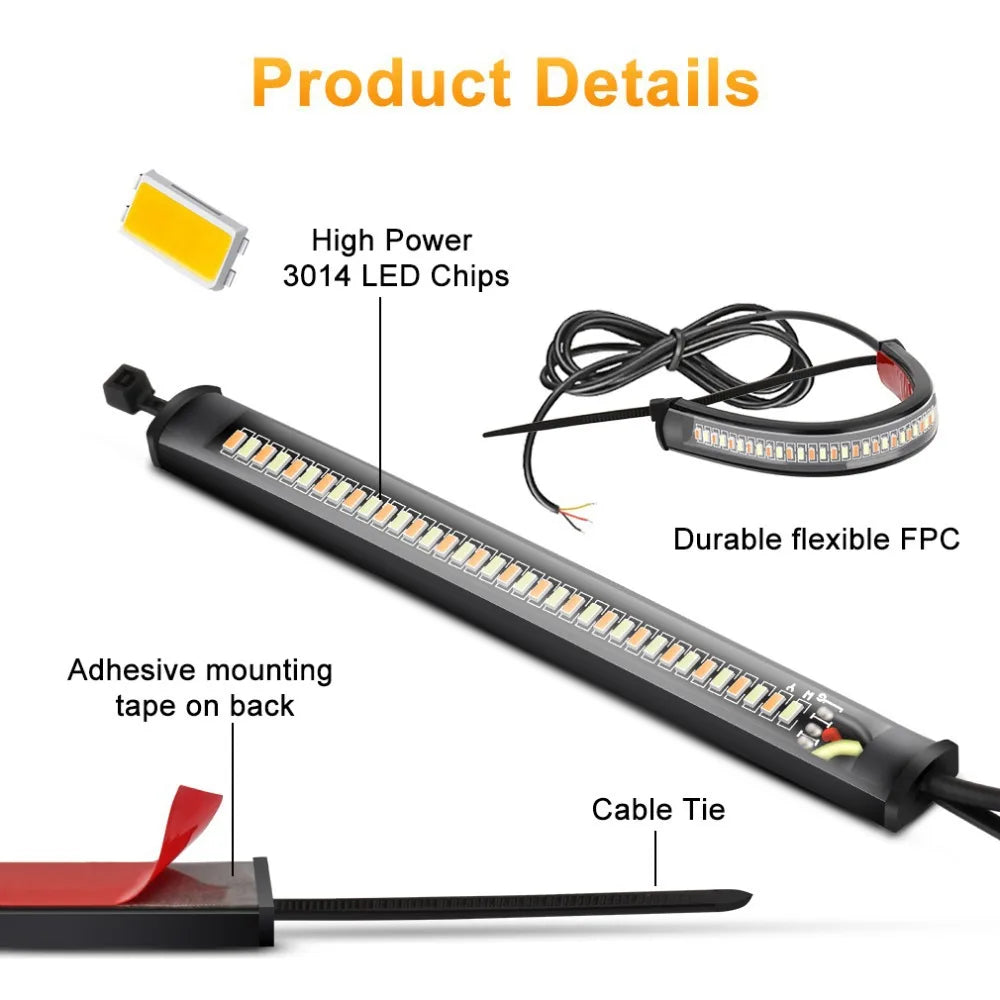 LED Motorcycle Turn Signal Light  DRL Amber White Blinker Fork Ring Strip Flasher Indicator For Bik 4
