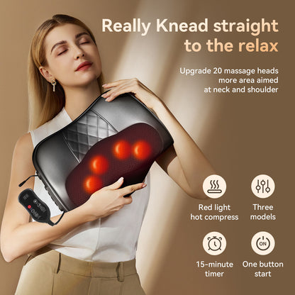 Multifunctional Neck Massage Pillow Cervical Massager Waist Back Shoulder Shiatsu Kneaded With Hot