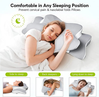 Orthopedic Memory Foam Cervical Pillow, Ergonomic Neck Pain Support for Side Back Stomach Sleepers